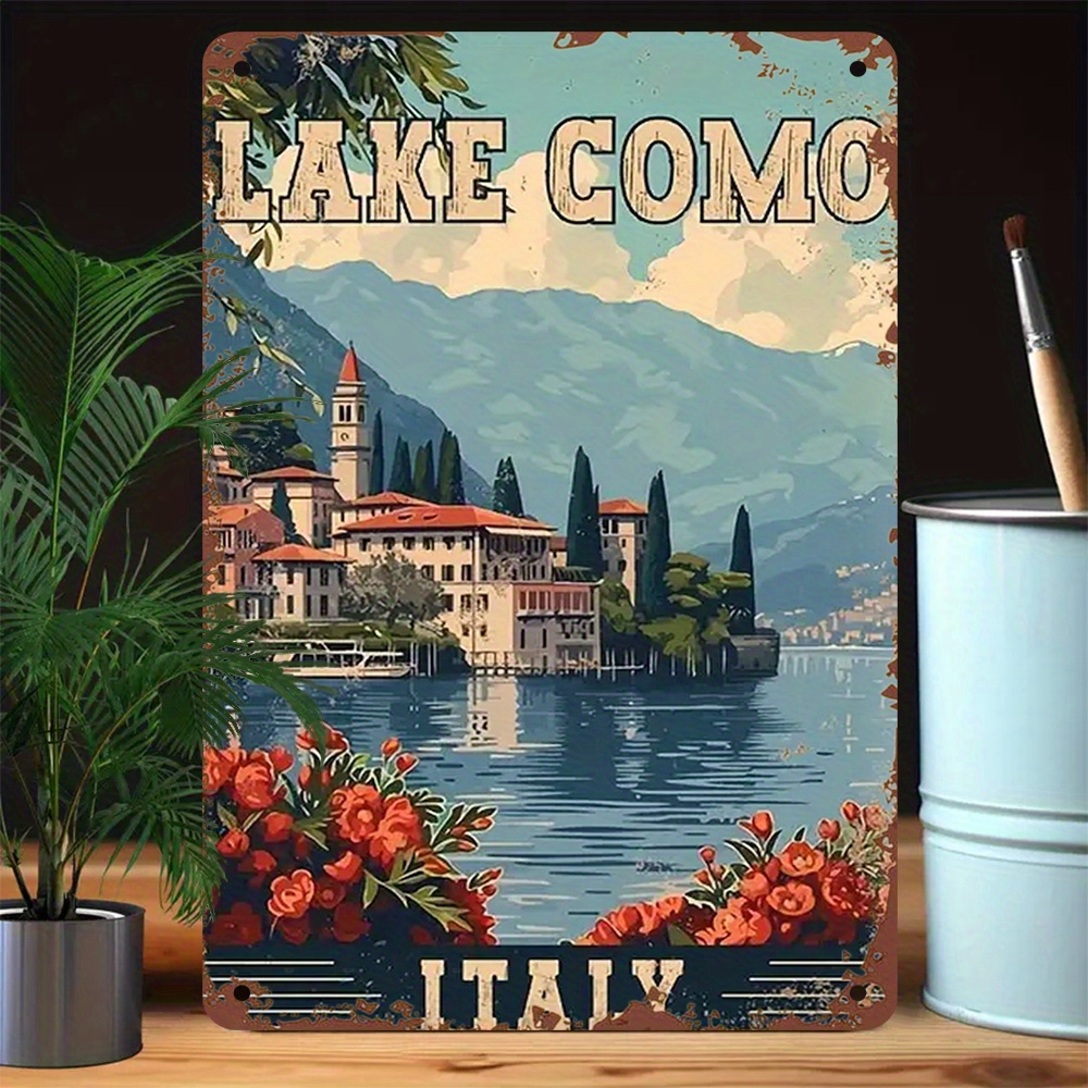 Home Bar And Restaurant - Vintage Lake Como Italy Metal Sign