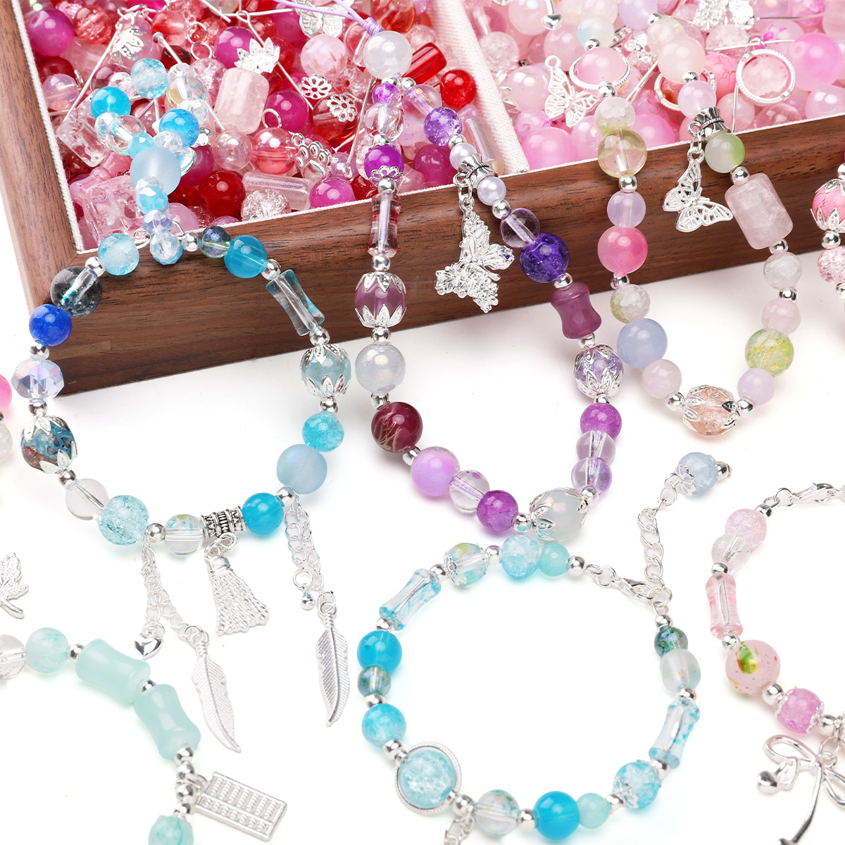 50g/bag Mix Glass Beads Silver - огляд і ціна Old Fashioned Glass