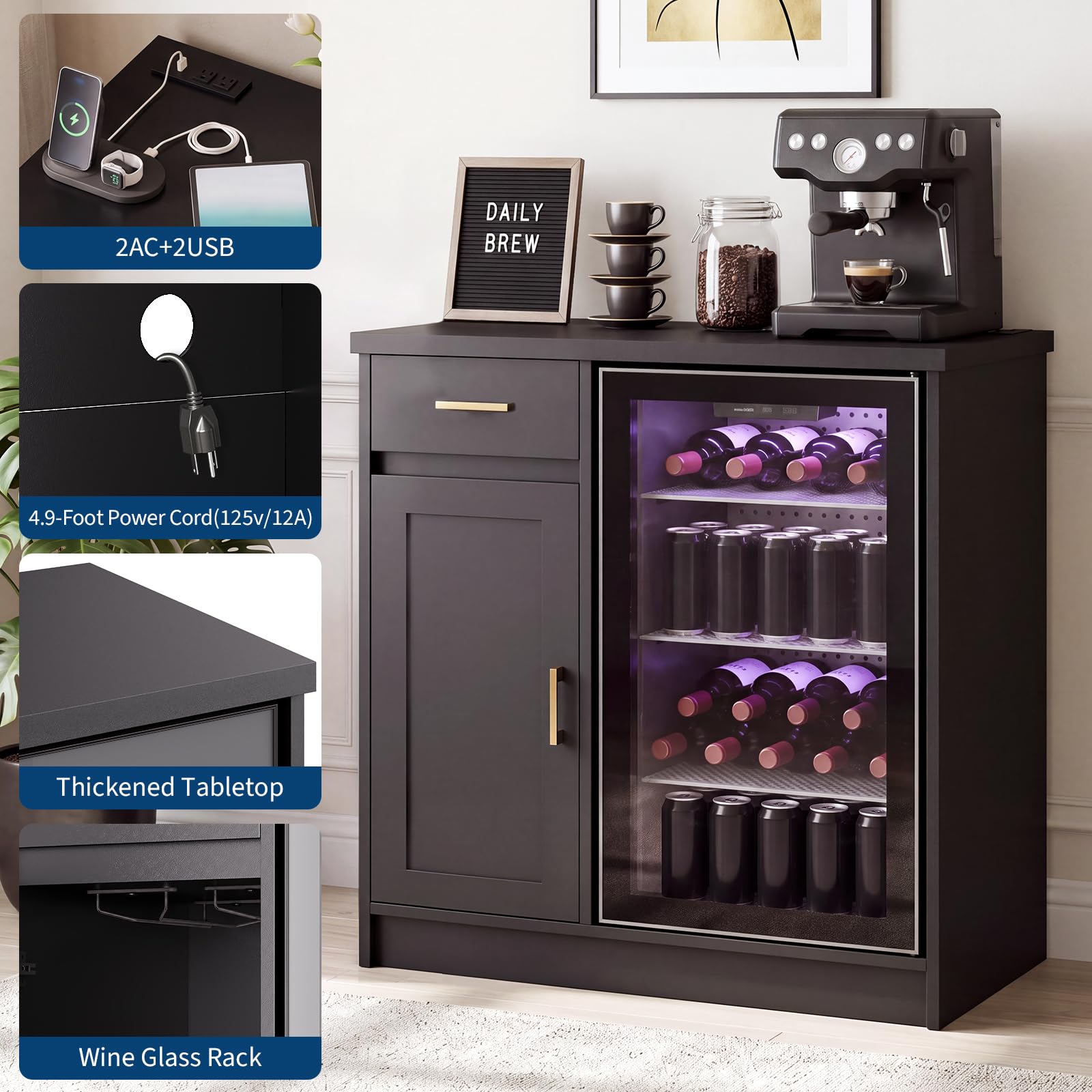 42in Farmhouse Wine Bar Cabine - огляд і ціна Home Bar And Fridge