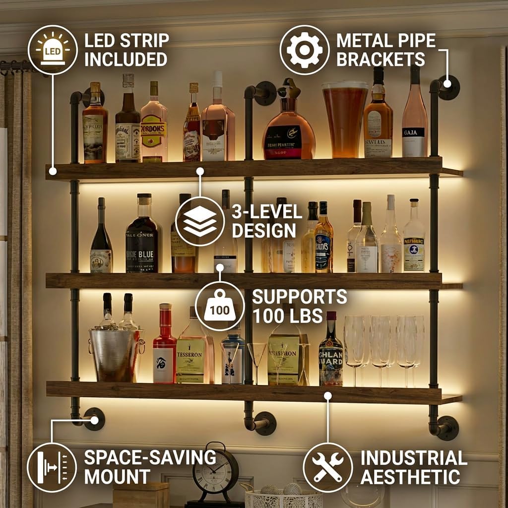 Wall Mounted Wine Rack With LE - огляд і ціна Home Bargains